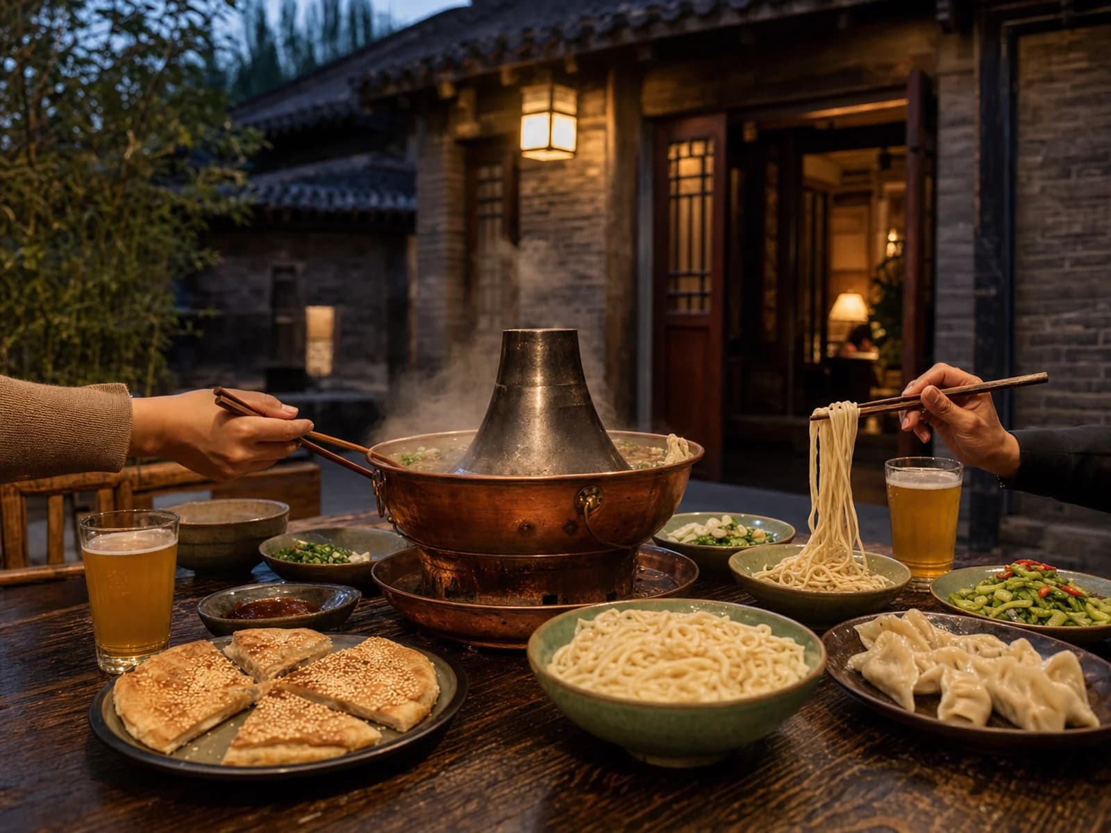 Copper hotpot, noodles, dumplings and local beer at an intimate Beijing hutong restaurant