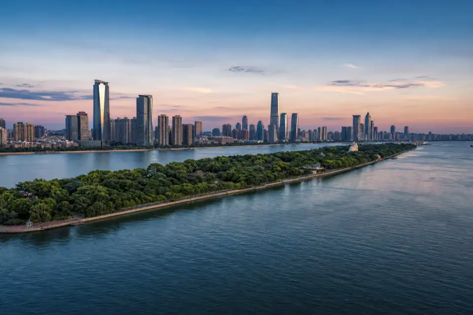 Orange Isle and the Changsha skyline across the Xiang River