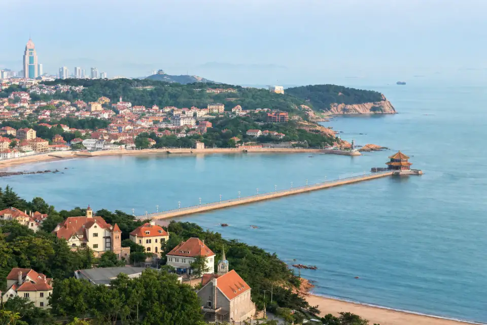 Qingdao’s red-roofed old town and Zhanqiao Pier